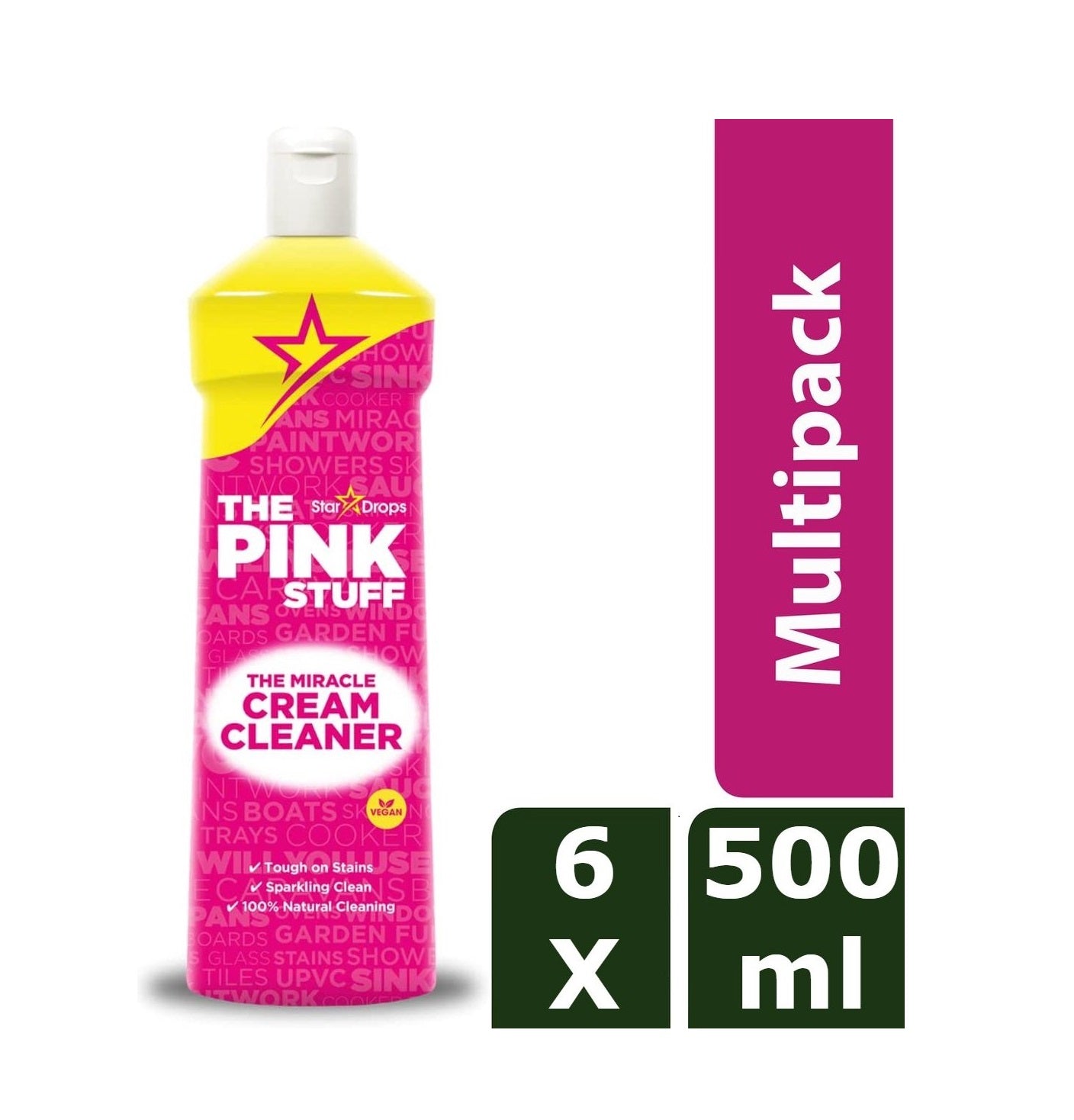 The Pink Stuff Cleaning Cream - 6 x 500 ml value pack - Eco-friendly