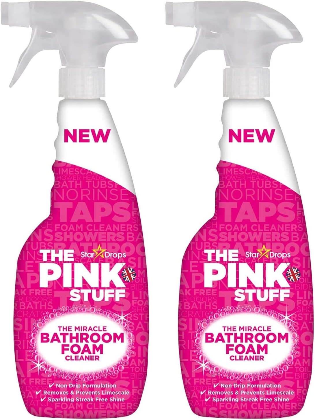 Stardrops Le Pink Stuff - Mousse de Salle de Bain - Produit de nettoyage pour salle de bain - 2 pack