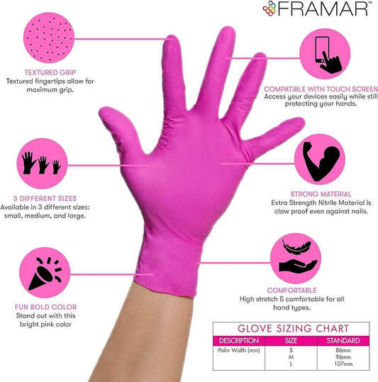 Pink Cleaning Gloves Nitrile - 20 pieces