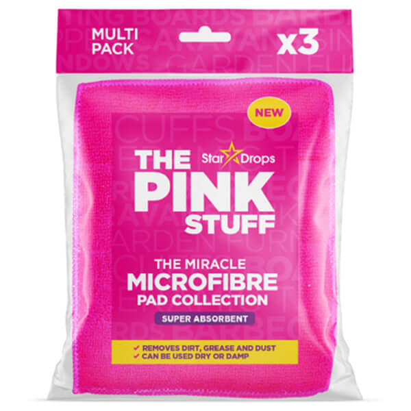 Les Pink Stuff tampons de nettoyage en microfibre absorbants - 3 pièces