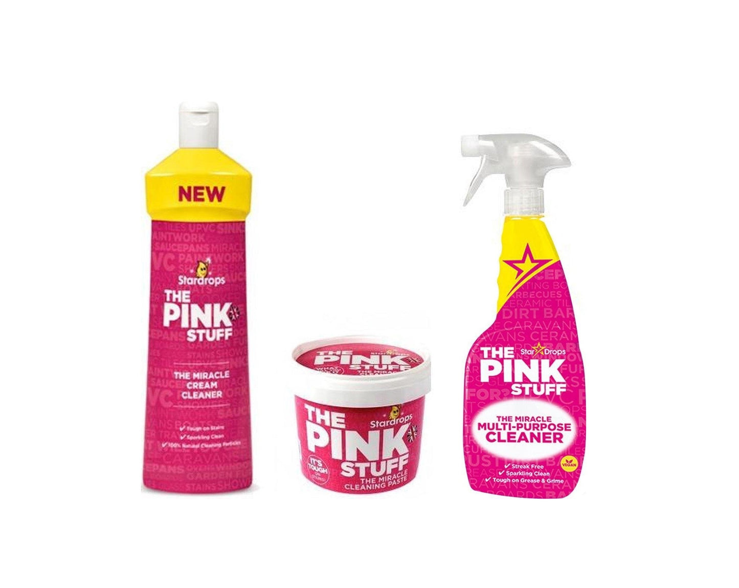 Stardrops The Pink Stuff Zestaw - Środek czyszczący 500 ml + Pasta czyszcząca 500 gram + Uniwersalny spray czyszczący 750 ml